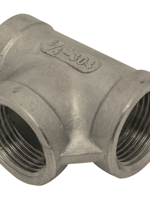 Stainless steel equal tee and reducing tee fittings for industrial piping systems