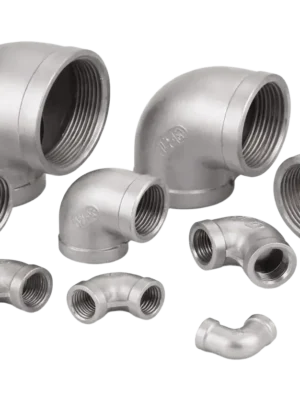 Stainless steel 45 degree, 90 degree, and 180 degree elbows for industrial piping systems