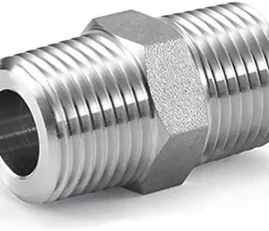 /8-inch stainless steel hex nipple for industrial piping and instrumentation systems