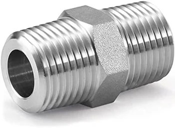 /8-inch stainless steel hex nipple for industrial piping and instrumentation systems