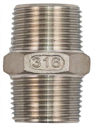 3/4-inch stainless steel threaded nipple for industrial piping systems