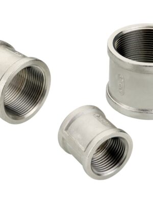 Stainless steel threaded sockets for industrial pipe connection applications