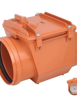 PVC non-return valve for automatic backflow prevention in piping systems