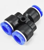 PU pneumatic Y connector for compressed air tubing and industrial automation systems.