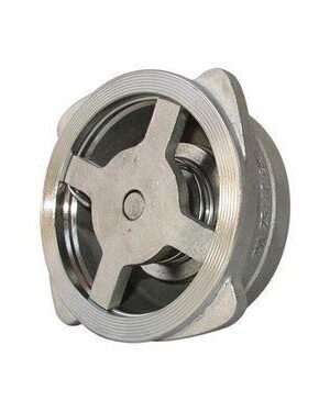 Industrial disc check valve for automatic backflow prevention in piping systems