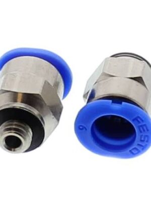 High-quality M5 × M6 nickel-plated brass pneumatic threaded connector for compressed air systems, pneumatic cylinders, valves, and industrial automation applications in Kenya, Uganda, and Tanzania.