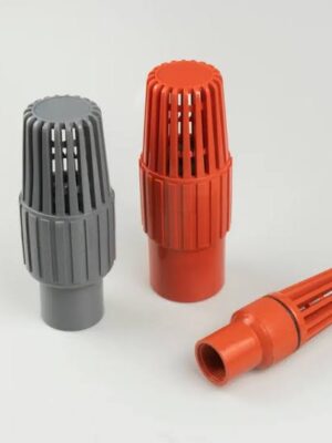 PVC Foot Valve with integrated strainer for pump suction, borehole water systems, irrigation, and industrial backflow prevention.