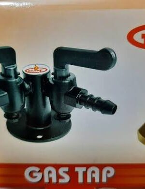 Brass 2-way gas tap for safe gas flow control and distribution in LPG and natural gas systems.